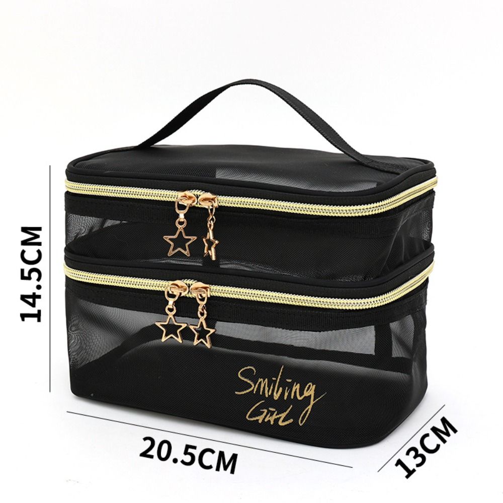 Cosmetic Bags - New Nylon Makeup Bag Double-layers Large