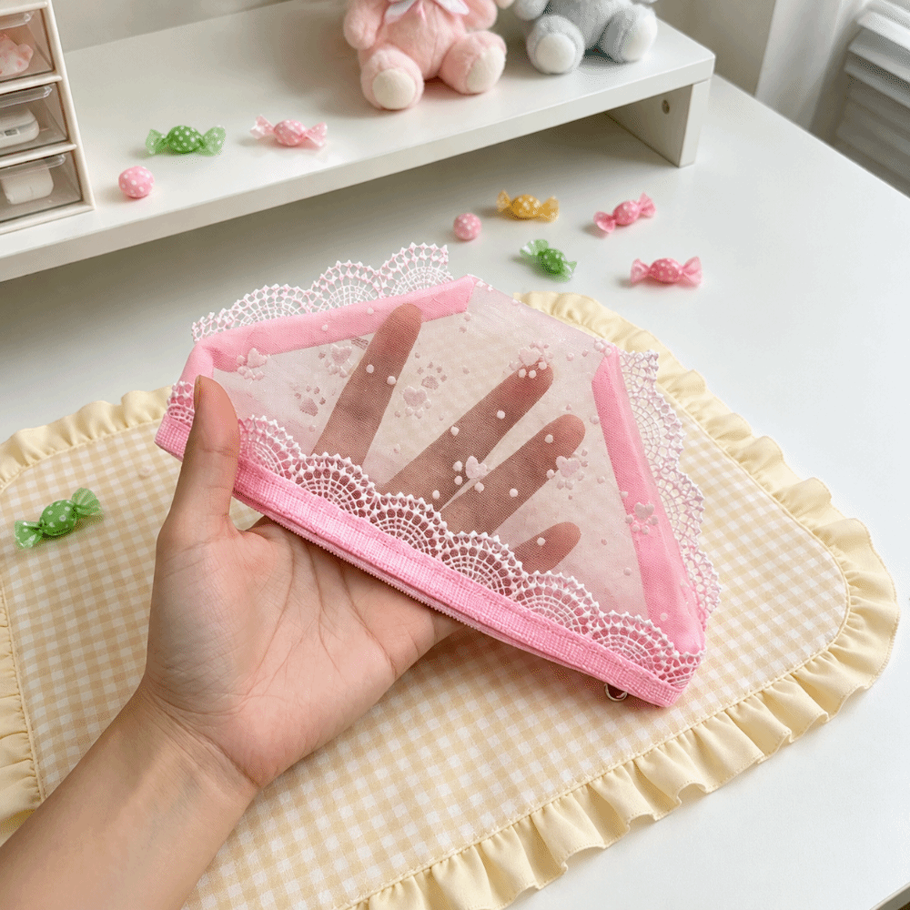 Cute Lace Mesh Storage Pouch B - Cosmetic Bags ulasan dan harga