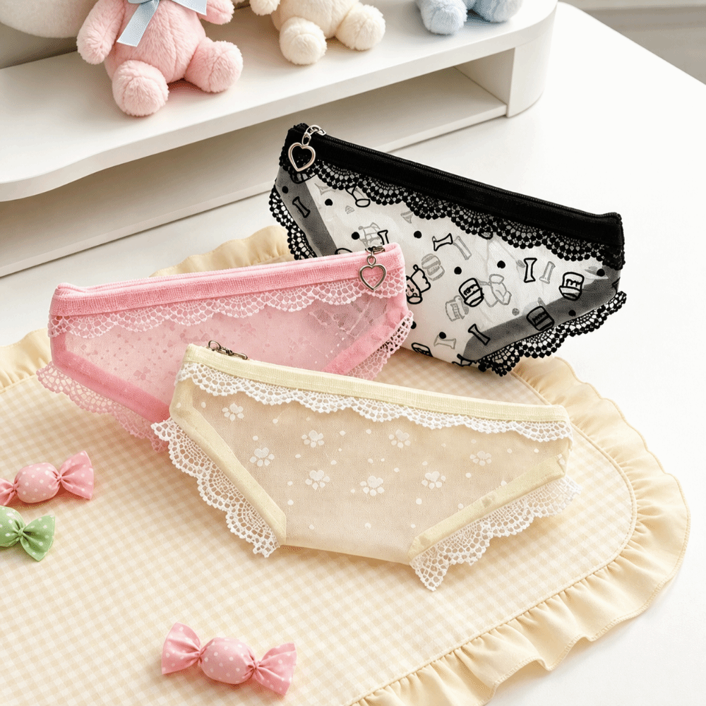Cute Lace Mesh Storage Pouch B - Cosmetic Bags ulasan dan harga