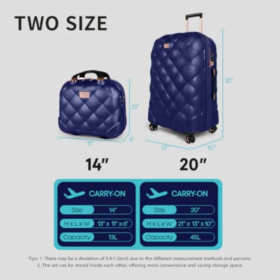 2-Piece Set 14/20in Carry On L - Expandable Hard Shell Luggage Set ulasan dan harga